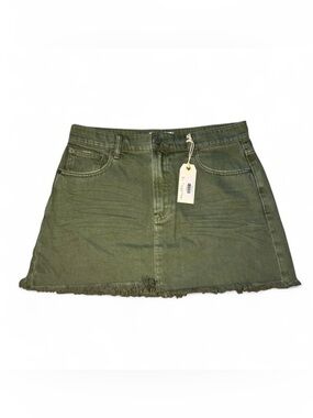 NWT By Together olive green denim mini skirt with frayed hem🫧